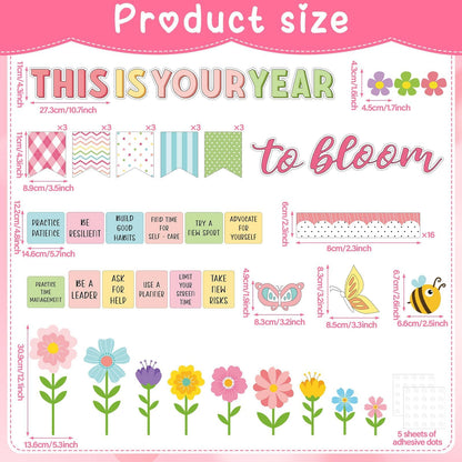 Spring Bulletin Board Decorations Positive Flower Butterfly Paper Cutouts Inspirational This is Your Year Bulletin Board Set Spring Bee Floral Poster for School Class Chalkboard Wall Decoration Favor
