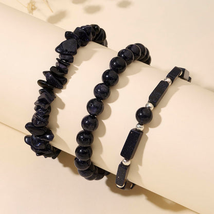 IVY TAILI 3 Pcs Blue Sandstone Bracelet for Women 8mm Blue Sandstone Crystal Bracelet for Women Hematite Jewelry Natural Healing Protection Stone Bracelets Beaded Bracelets Gift for Men Women