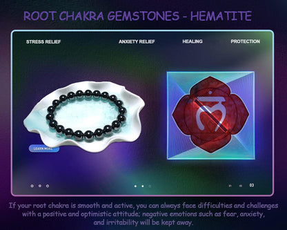 Hematite Bracelets 2 PCS, 8MM & 10MM, Great Couple s Root Chakra Gemstones with Magnet for Adults, Protection from Anxiety, Negative Shield, Come with Box & Velvet Pouch