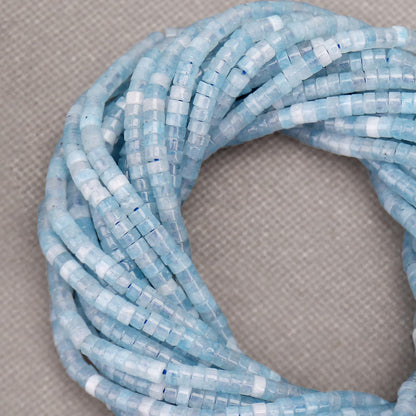 BONNY BOXX 150PCs Natural Aquamarine Spacer Beads, Loose Semi Precious Flat Round Gemstone Heishi Disc Stone Beads for Beading Jewelry Making 4mm*2mm