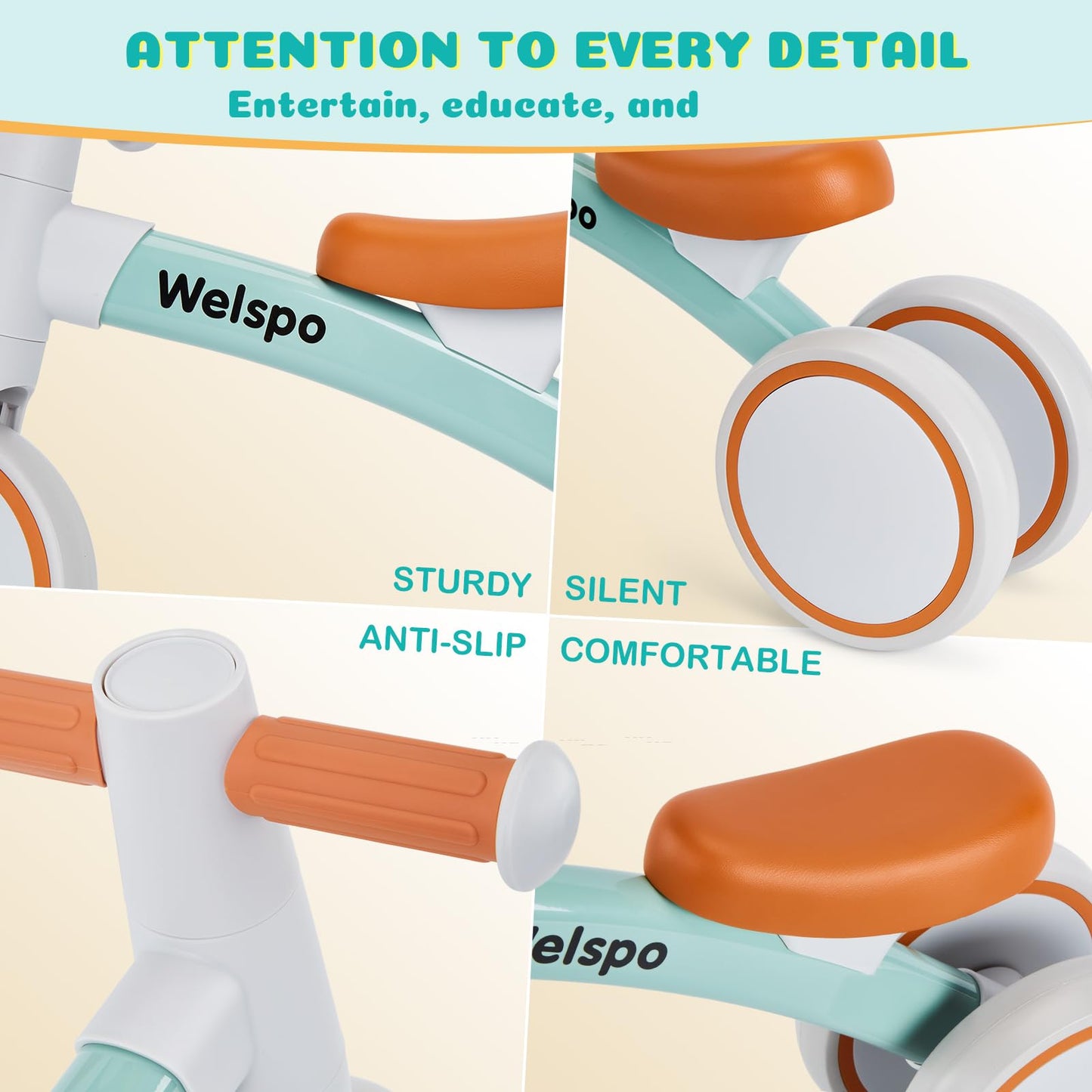 welspo Baby Balance Bikes for 1 Year Old Boys Girls 12-24 Months Kids Toddler First Bicycle Infant Walker Children No Pedal 3 Wheels Mini Bike Riding Toys