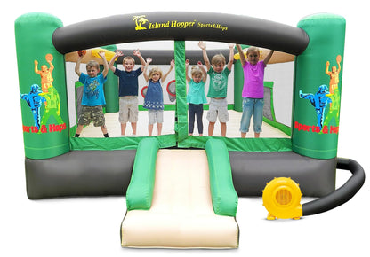 Island Hopper 12'x12' Sports and Hops Inflatable Bounce House for Kids 3-12 - Indoor/Outdoor Multi-Sport Bouncy House with Double Stitched Seams & Reinforced PVC Bounce Floor (Max. Capacity 500 lbs)
