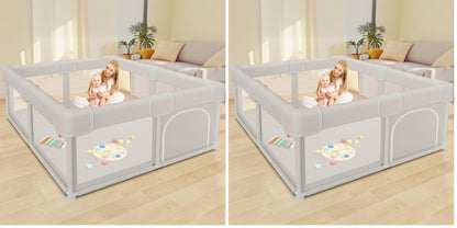 Besuhot Baby Playpen Baby Playard, Play Pen for Babies and Toddlers with Gate, 50x50 Fence, Sturdy Safety Playpen, Indoor & Outdoor Kids Activity Center (Pack of 2)