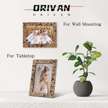 ORIVAN 4x6 Picture Frame Display 4x6 Picture Stone Brown Photo Frame for Wall and Tabletop Decoration