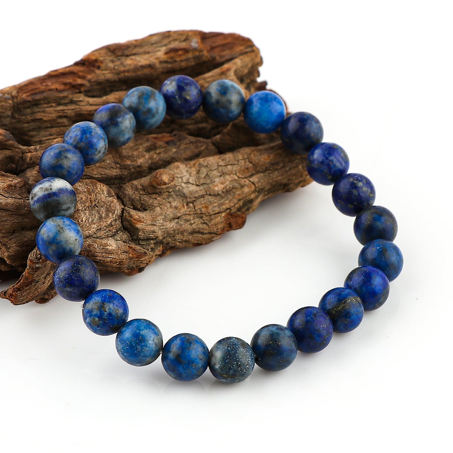 GEMSYMPHONY Lepis Lazuli Gemstone Beads Stretch Bracelet – 7 to 7.5 Inch Elastic Round Beads Bracelet for Women & Men, Natural Crystal Healing Jewelry, Handmade Unisex Energy Gift (Lapis Lazuli)