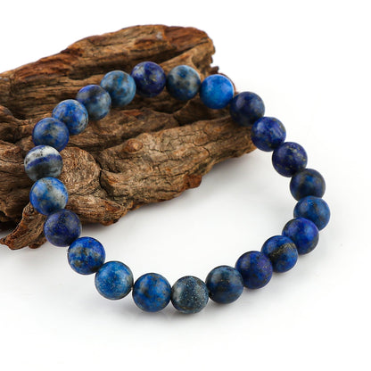 GEMSYMPHONY Lepis Lazuli Gemstone Beads Stretch Bracelet – 7 to 7.5 Inch Elastic Round Beads Bracelet for Women & Men, Natural Crystal Healing Jewelry, Handmade Unisex Energy Gift (Lapis Lazuli)