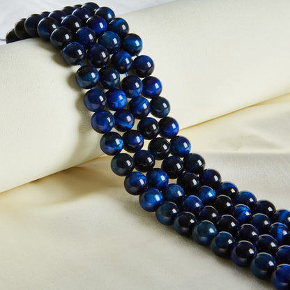 35pcs 10mm Blue Tiger Eye Beads Natural Gemstone Beads Round Loose Beads for Jewelry Making