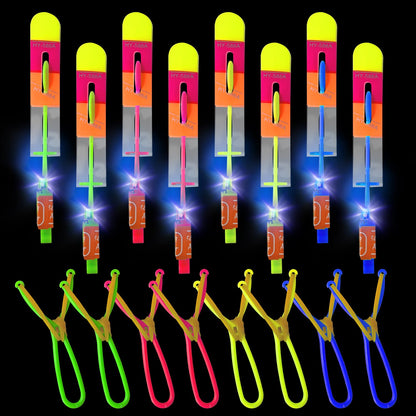 M.best 48Sets LED Outdoor Flying Toys Set, LED Flying Helicopter Toys for Kids with Flashing Lights, Flying Toy Outdoor Toys Glow in The Dark Party Supplies Party Favors for Kids 4-12