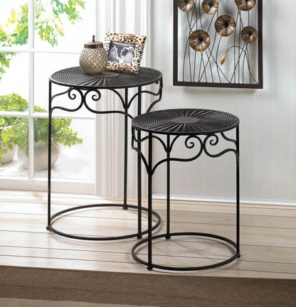 Home Locomotion Umber Wicker Round Nesting Tables