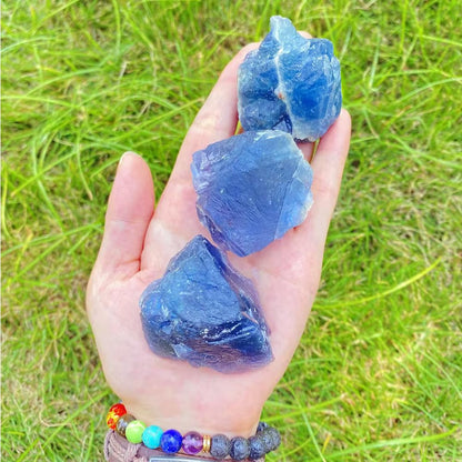 Zenkeeper 1 Lb Large Rough Blue Fluorite Stone Raw Fluorite Crystal Stone Natural Blue Fluorite Crystal Stone Mineral Specimen Gemstone Healing Crystals and Stones