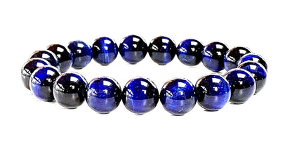 AWAKEN YOUR KUNDALINI Blue Tiger’s Eye Stretch Bracelet – 10mm Beads, Capricorn Birthstone