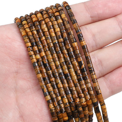BEADIA Natural Yellow Tiger Eye Spacer Beads Caps Flat Round Loose Beads for Beading Jewelry Making 3mmx2mm 38cm