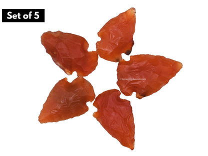 Amazing Gemstone 5 Pieces Carnelian Arrowhead, Crystal and Healing Stone Flint Rock Arrow Head - 1 to 1.5 Arrowheads for DIY Project Craft Point Jewelry Making