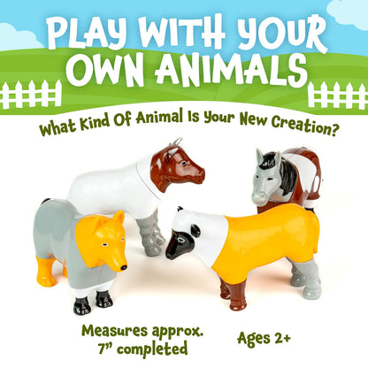 POPULAR PLAYTHINGS Magnetic Animals for Toddlers 1-3, Mix or Match Animal Toys, Set of 4 Gift for Kids - Farm Animals