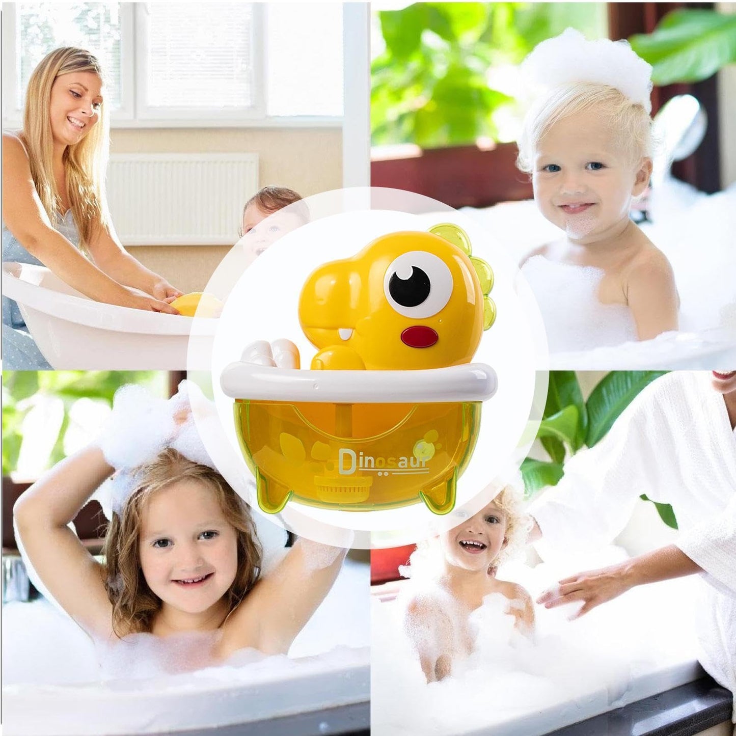 Dinosaur Bubble Machine – ABS 16.5x6.5x17cm | Light-Up Bath Bubble Machine | Shower Toy | Fun Automatic Maker for Kids, Bathroom Play, Bathtub Entertainment, Water Games, Party Fun and Indoo