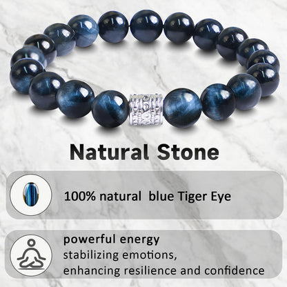 Tiger Eye Obsidian Beaded Bracelets For Men Gemstone Bracelets For Men &Women Fashion Natural Stone Men‘s Jewelry (dark blue)