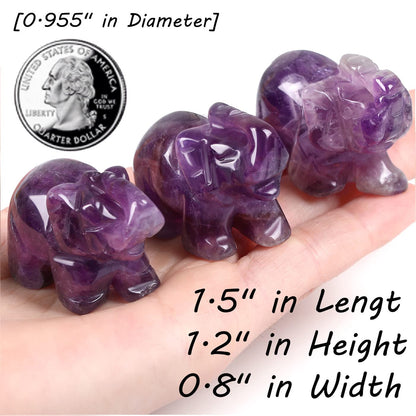 QINJIEJIE Amethyst Elephant Decor Statue Crystals Healing Stones Crystal Pocket Figurines Cute Stocking Stuffers Sculpture Gemstones Spiritual Home Office Desk Purple Decor Elephant Gifts for Women