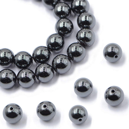 AD Beads Natural Gemstone Round Loose Beads 15" for Bracelet Necklace Earrings Jwelery Making Crafts DIY (10mm, Black Hematite)