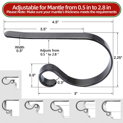 Christmas Stocking Holders for Mantle Set 4, Scratch-Free Christmas Stocking Holders for Fireplace Mantle,Multi-uses Stocking Hooks for Mantle,Mantel Stocking Holders Clip for Xmas Party Decorations