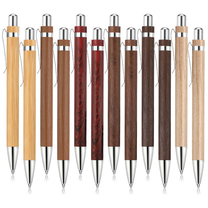 Sayglossy 12 Pcs Bamboo Pens Employee Appreciation Gifts Engraving Wooden Ballpoint Pens Must Have for Writing Office Staff Coworkers(Elegant Color)
