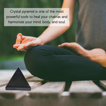 Amazing Gemstone Black Agate Pyramid Crystal Healing Stones - 1.5" Great Pyramid Figurine of Natural Stone Pyramid for Meditation, Reiki, Chakra Balancing and Crystal Pyramids Grid