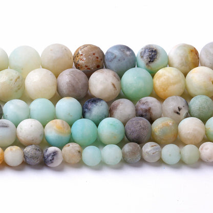 8mm 45pcs Frosted Amazonite Natural Stone Round Loose Beads for Jewelry Making DIY Bracelet Necklace