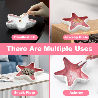 YITOBA Ceramic Seashell Jewelry Dish tray, Small Shell Trinket Dish, Jewelry Holder Dish Plate for Rings Earring, Aesthetic Decorative Key Bowl, Ocean Beach Pink Coastal Room Decor (Pink)