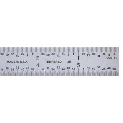 PEC Tools 6” Machinist Rule, Spring Tempered Steel Rule with Satin Chrome Finish, 3/64" Thick x 3/4" Wide, Rigid Metal Ruler with Inch Graduation(3R), High Precision Measuring Tool, Made in USA