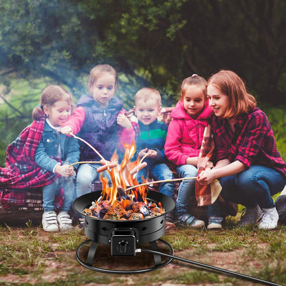 Giantex Portable Propane Fire Pit, 19" Outdoor Firepit, 58,000BTU Fire Bowl w/Cover & Carry Kit,Lava Rock Stone & Tank Stabilizer Ring, Gas Fire Pit for Outside Camping,Patio, Backyard, Black