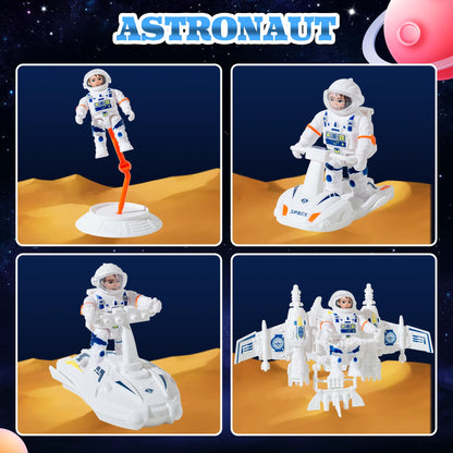 Wbzle Rocket Ship Toy, UFO Spaceship Toy Set with Alien, Space Toys with Lights and Sound, Astronaut Figure Playset, STEM Toddler Educational Toys for Boys 4-6 Year Old