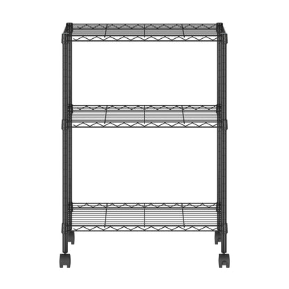 Furinno Wayar 3-Tier Metal Storage Shelf Rack Cart with Casters, 23 x 13 x 30, Black