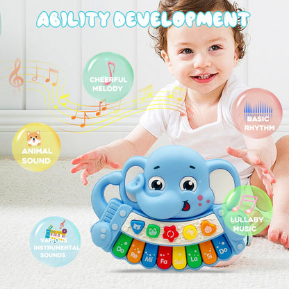 Baby Music Toys for Toddlers, Light Up Music Baby Toys for 18+ Months Early Learning Educational Piano Keyboard Infant Toys Baby Boy Girl Gifts (Elephant)