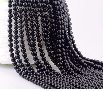 Natural Stone Beads 100pcs 10mm Black Obsidian Round Genuine Real Stone Beading Loose Gemstone Hole Size 1mm DIY Charm Smooth Beads for Bracelet Necklae Earrings Jewelry Making (Black Obsidian, 10mm)