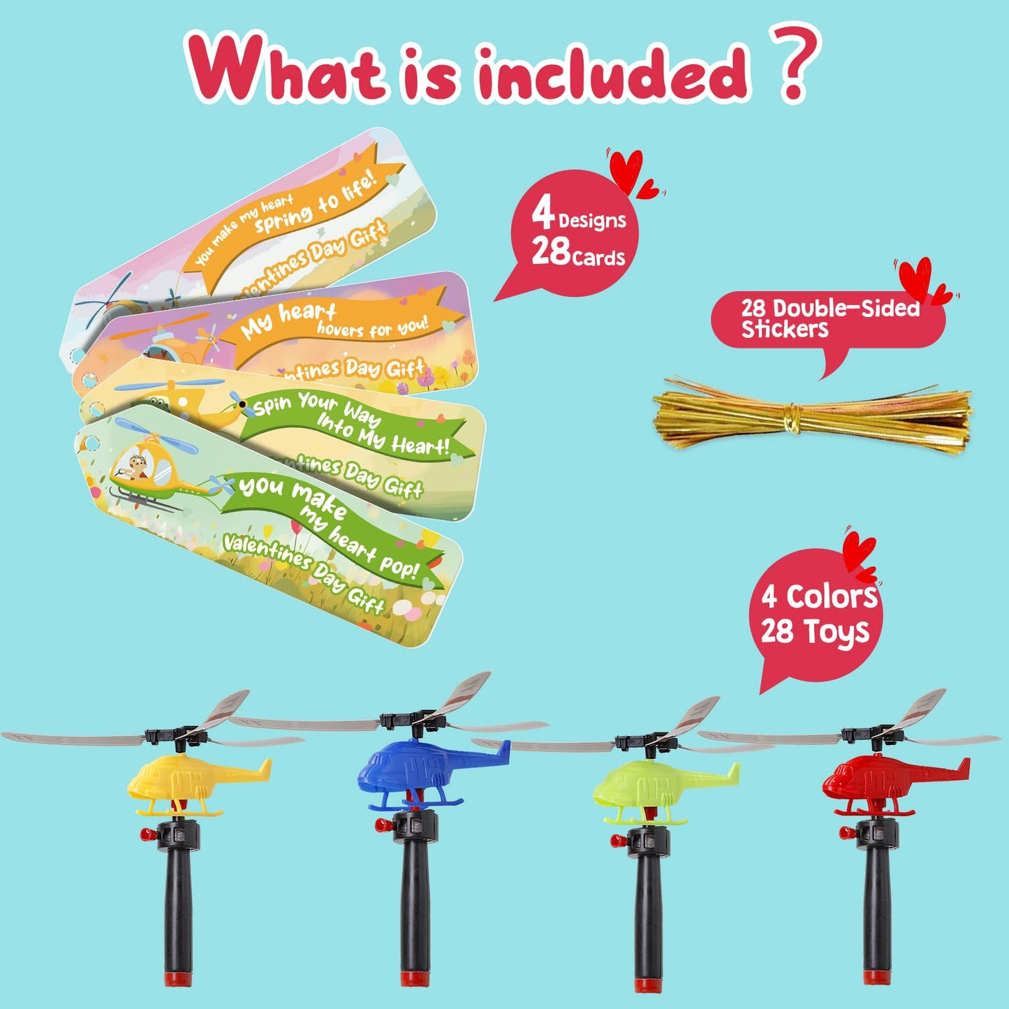 Feltom 28 PCS Valentines Day Cards for Kids School with Flying Airplanes Set, Party Favors for Kids, Valentine`s Day Gifts for Classroom Party, Valentines Day Gifts for Boys & Girls