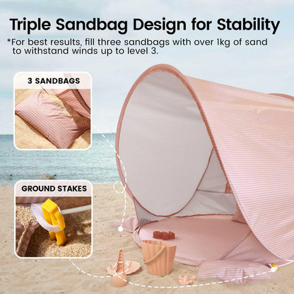 Tiny Land Baby Beach Tent – Pop Up Baby Tent with UV Protection, Portable Baby Beach Essentials, 35"x28"x32" Sun Shelter for Infants, Baby Outdoor Use (Pink)