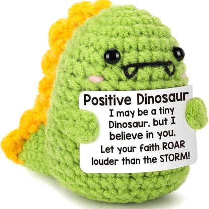 Fydatrading mini Positive Dolls Bulk Gifts - 4pcs Cute Emotional Support Animals Desk Decor with Cards, Emotional Support Crochet Animals for Friends, Funny Knitted Small Gifts for Christmas.