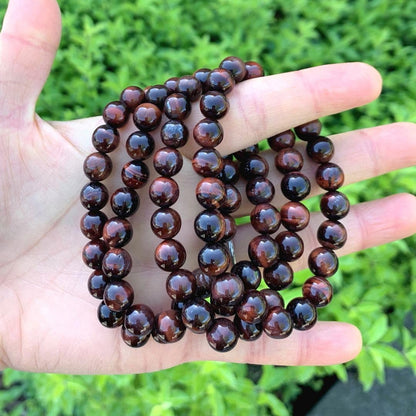Adabele Real Natural Red Tiger Eye Gemstone Beaded Bracelet 7.5 inch Stretch Chakra Healing Crystal Stone Jewelry Women Mom Gift (Unisex) GB8-B43