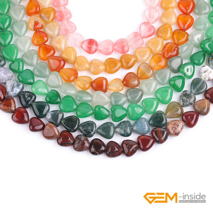 GEM-Inside 10mm Heart Charms Red Pink Waterlemon Crystal Beads for Jewelry Making Full 15" Strand Power Energy Healing Chakra Stone Beads