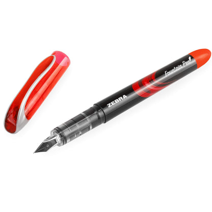 Zebra Fuente - Disposable Fountain Pen - Black, Light Blue, Red, Green, Pink, Violet - Pack of 6