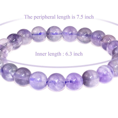 DAZCOLO 8mm Natural Gemstone Stretch Bracelet, Handmade Unisex Crystal Bracelets for Meditation, Yoga, Spiritual Healing & Positive Energy (lavender quartz)