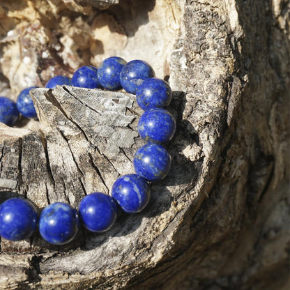 8mm Lapis Lazuli Bracelet | Natural Royal Blue Throat & Third Eye Chakra Crystal Gemstone Beads - Handmade Meditation Protection Jewelry | Beading Tool Kit - Fits for 6.5-7.5" Medium Wrist
