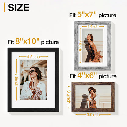 Vittanly 20 Pack Picture Frames Collage Wall Decor, Multi Sizes Including 4pcs 8x10, 8pcs 5x7 and 8pcs 4x6 Photo Frames, Gallery Frame Set for Wall or Tabletop Display, Black, Brown and Grey