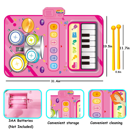 Toys for 1 Year Old Girl Gift,2 in 1 Piano Mat Montessori Toys for 1 2 Year Old Girl,Educational Musical Toy First Birthday Gifts for 1 2 3 Year Olds Girls,Christmas Stocking Stuffers for Toddler