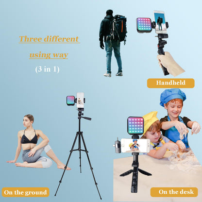 Litchitech Vlogging Kit for iPhone Andriod Phone, Content Creator Essentials,YouTube Begginer Kit with RotatableHolder/Lavalier Microphone/RGB Light/Remote/Extendable Tripod (60IN Tripod)