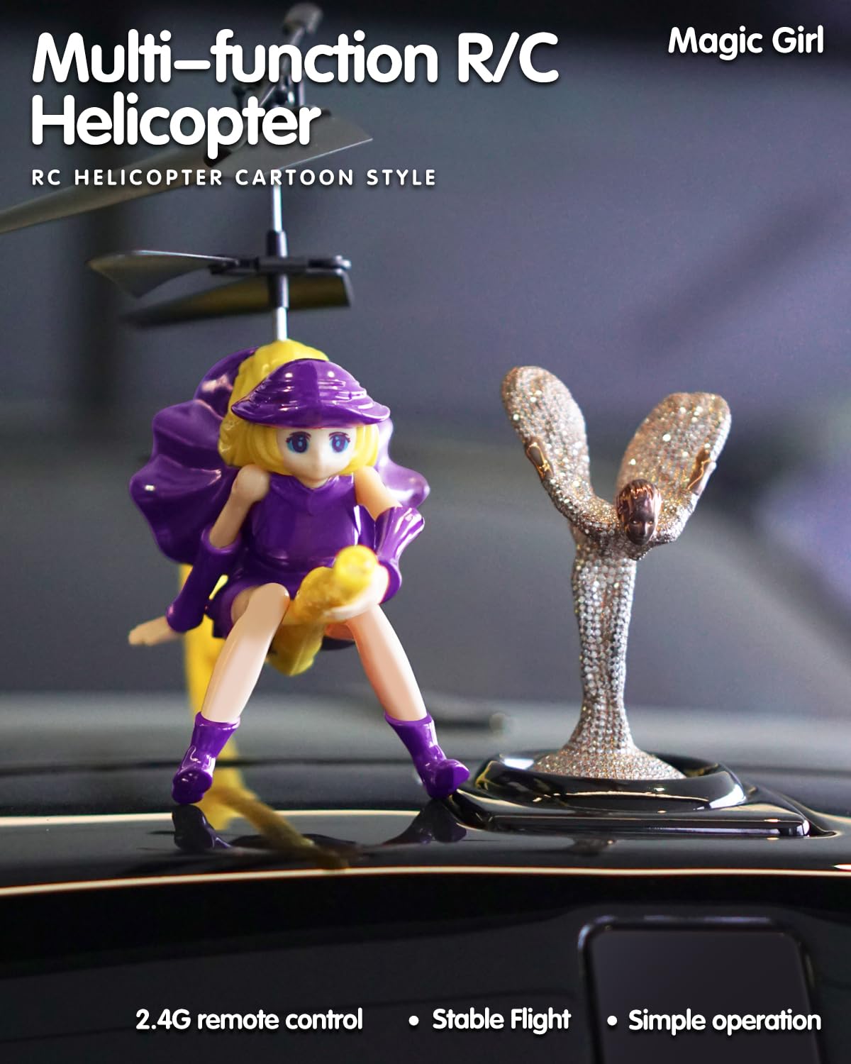 LMRC RC Helicopter, LM16-A Flying Witch Drone Toys for Girls with LED Lights, Indoor/Outdoor Remote Control Helicopter Christmas Birthday Gifts for Kids Boys Girls Age 6-8 9 10 11 12+(Purple)