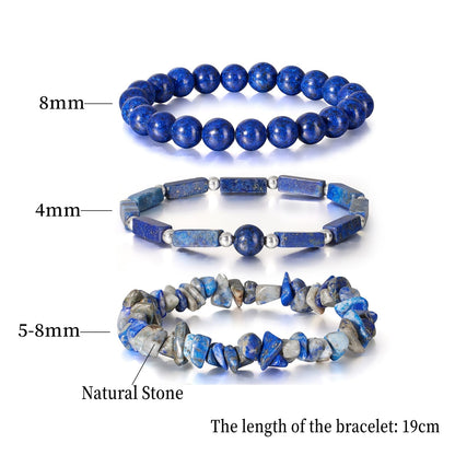 IVY TAILI 3 Pcs Lapis Lazuli Bracelet for Women 8mm Round Lapis Lazuli Stone Bracelet Healing Crystal Stone Beaded Bracelets Gemstone Bracelet Protection Bracelet Gift for Women Men