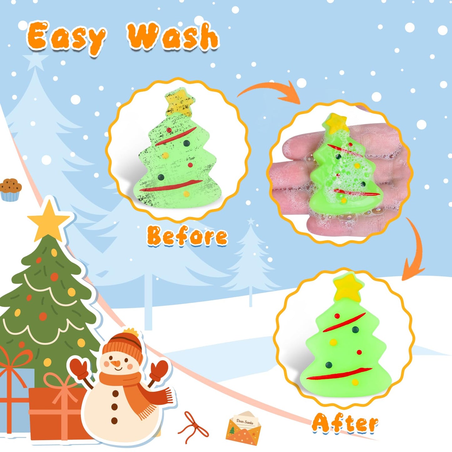50 Pcs Christmas Squishy Toys, Christmas Party Favors Stocking Stuffers Xmas Gifts, Kawaii Mochi Squishies Sensory Squeeze Toys for Kids Christmas Party Favors Stocking Stuffers Gifts