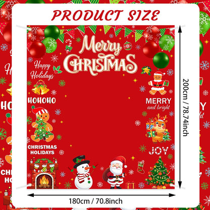 AIBIIN Red Merry Christmas Backdrop Banner for Happy Holiday Christmas Party Decoration, Red Santa Claus Candy Background for Winter Xmas Party Decorations 70.8x78.7 inch