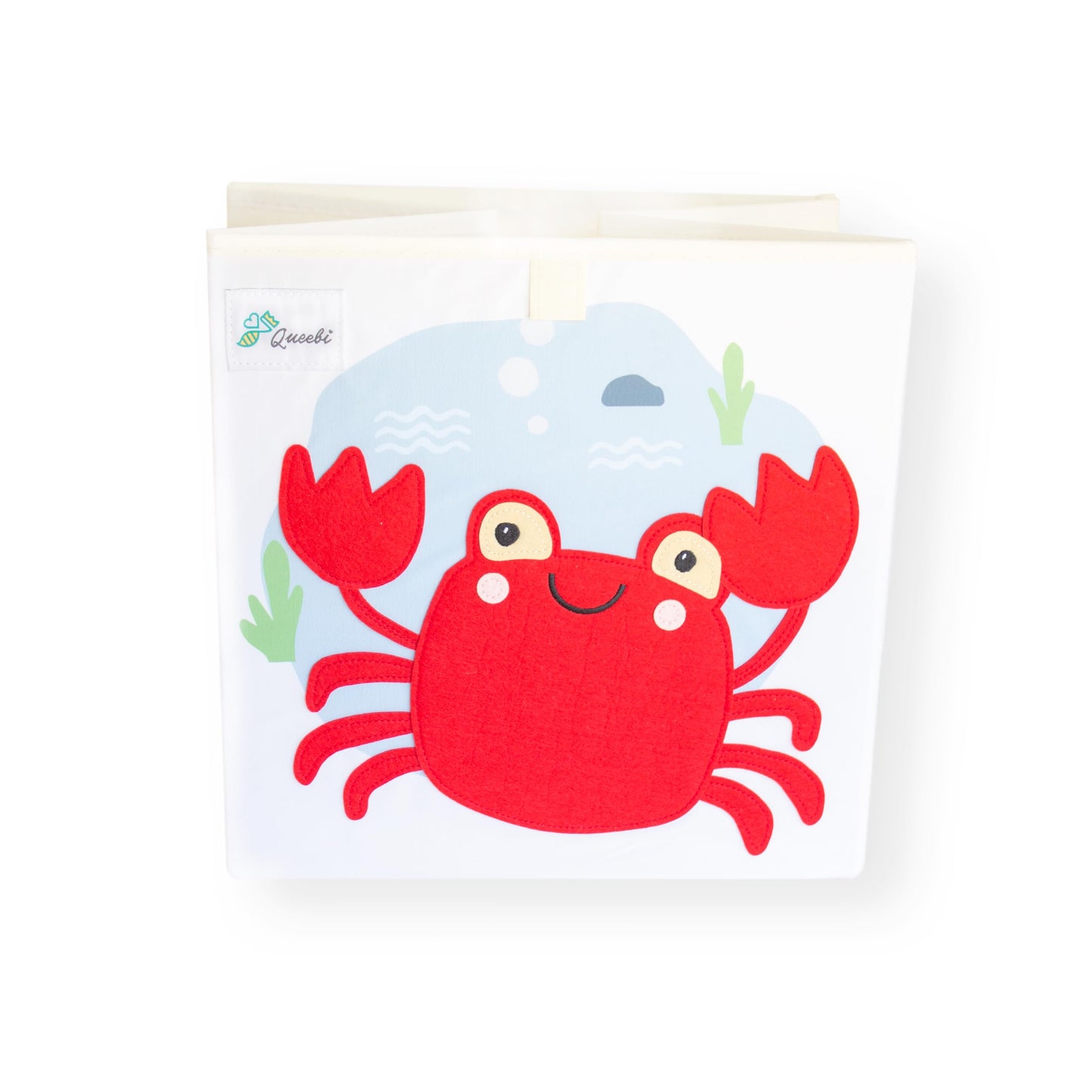 Queebi Crab Storage Cube- Organizer for Nursery, Playroom, Bedroom, Closet. Foldable Box 13x13x13 inches. Children's Toy Box, Diaper Caddy, Clothing Basket, Book Bin, Baby Essentials & Kids Gift