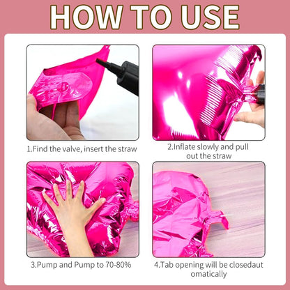 Hot Pink and Rose Double Sided Square Foil Balloons Wall,19 Inches Pink Metallic Foil Balloons Tunnel Arch Kit for Girls Bachelorette,Wedding,Anniversary,Mothers Day Party Background Decorations